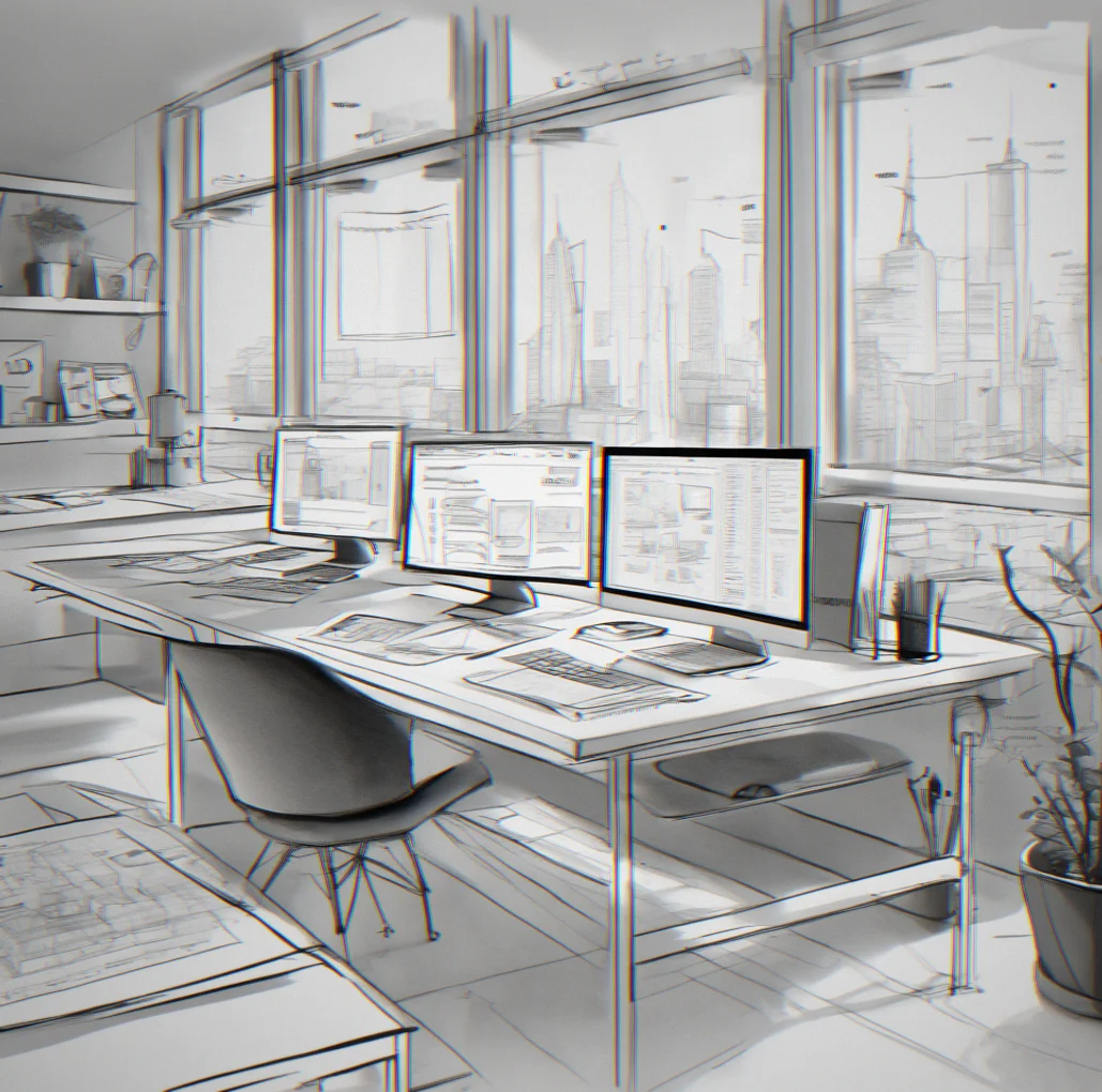 Series of grayscale wireframe sketches showing page layout variations with annotation notes and measurement guides
