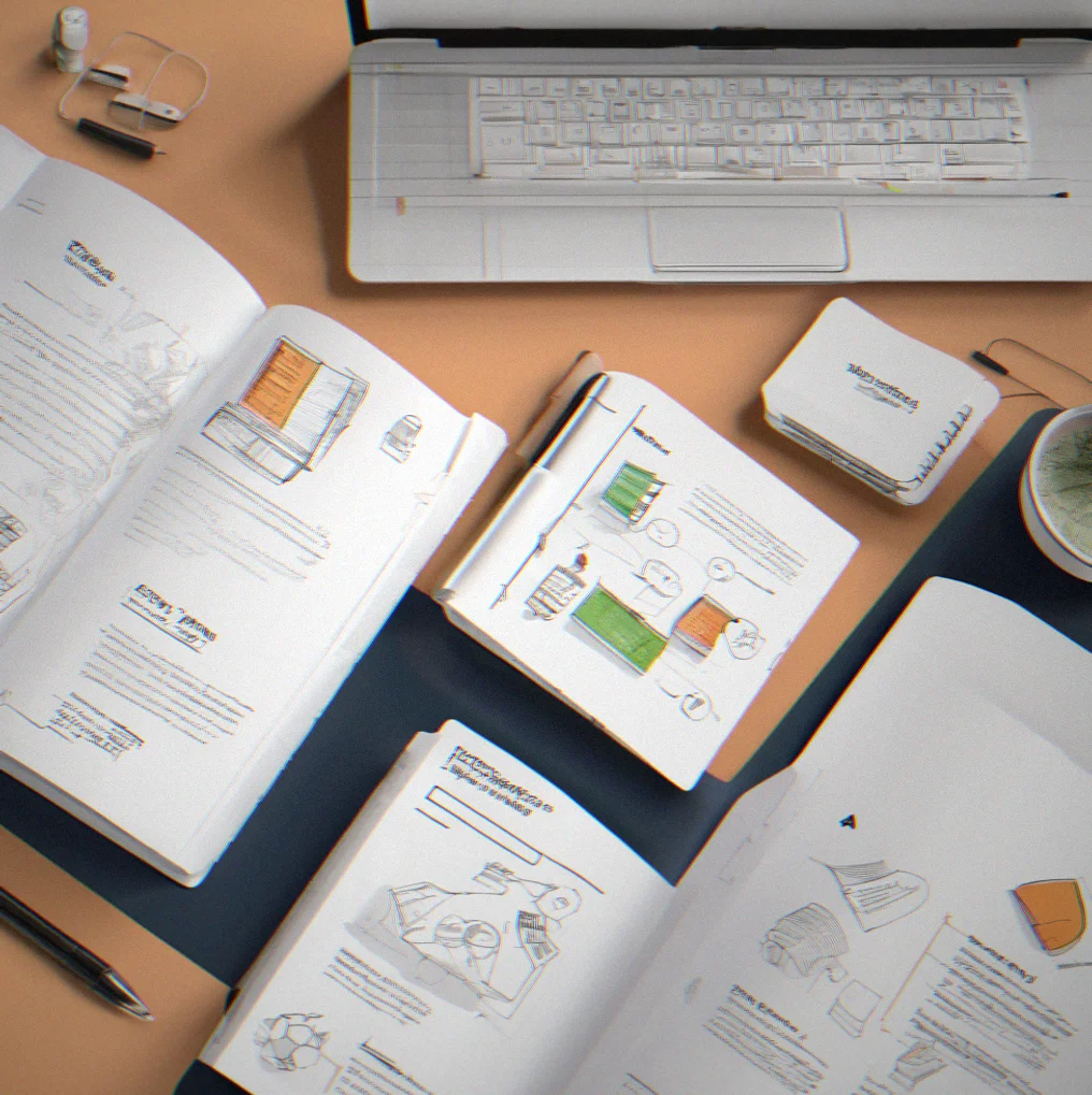 Documentation PDF spread showing component library index, CSS architecture diagram and step-by-step deployment instructions